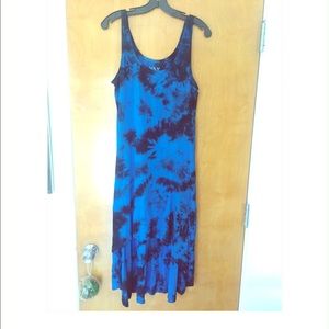 Royal blue tie-dyed cotton tank dress